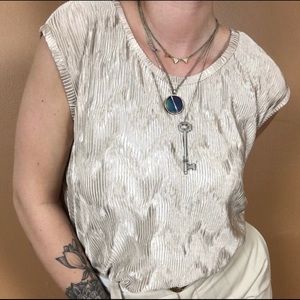 VINTAGE / 1970s Poly Metallic Wave Blouse